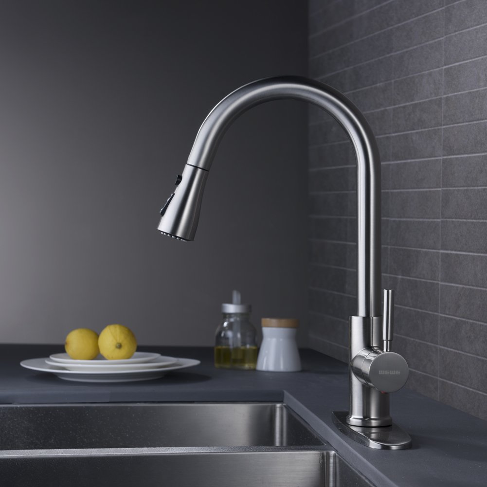 Wewe Single Handle High Arc Pull-Out Faucet